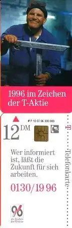 Telefonkarte P 10 07.96 T-Aktie - Arbeiter, DD 3607 Modul 20