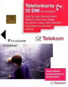 Telefonkarte P 21 12.90 Schultafel, DD 3012