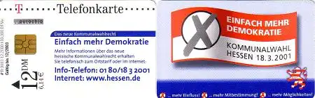 Telefonkarte R 0003 12.2000 Mehr Demokratie - Kommunalwahl Hessen