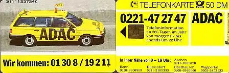 Telefonkarte S 29B 10.91 ADAC 50 DM, DD 3111 matt weite Nr.