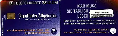 Telefonkarte S 38 03.92 Frankfurter Allgemeine Zeitung, DD 1204 große Nr.