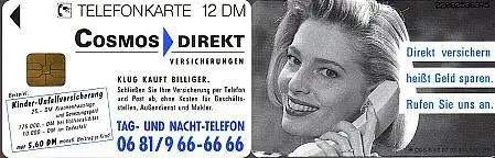 Telefonkarte S 62 07.92 Cosmos Direkt Versicherung, DD 2208 Computer Nr.