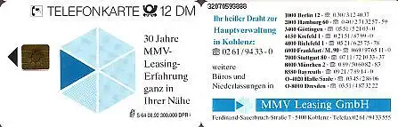 Telefonkarte S 64 08.92 MMV Leasing, DD 3207 Modul 20