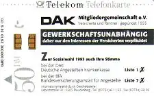 Telefonkarte S 92 01.93 DAK, DD 1302