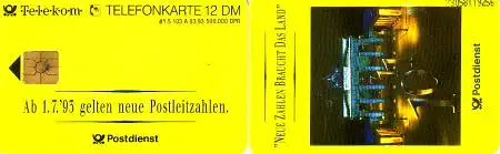 Telefonkarte S 103A 03.93 Postdienst, Brandenburger Tor, DD 3304