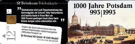 Telefonkarte S 105 04.93 1000 Jahre Potsdam, DD 3305