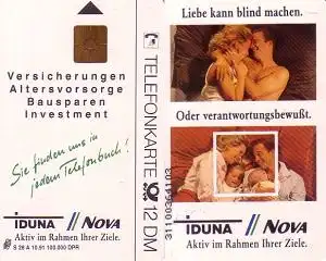 Telefonkarte S 28 A 10.91 Iduna - Liebe, DD 3110, glänzend, weite Nr.