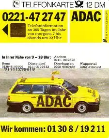 Telefonkarte S 29 A 10.91 ADAC, DD 3111, glänzend, weite Nr.