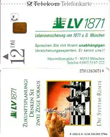 Telefonkarte S 51 12.94, LV 1871 Lebensversicherung - Schach, DD 2501
