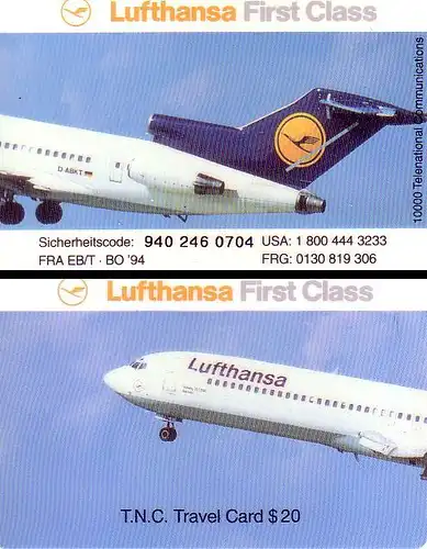 CallingCard Lufthansa First Class T.N.C.Travel Card $20 (Beschreibung h.klicken)