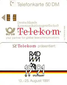 Telefonkarte V 06 07.91 Rad-WM 1991 Stuttgart, Aufl. 3.000