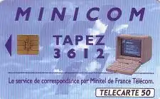 Telefonkarte Frankreich, Minicom Tapez 3612 (2), 50