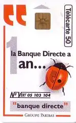 Telefonkarte Frankreich, banque directe, Marienkäfer, 50
