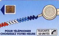 Telefonkarte Frankreich, Pour Téléphoner choisissez votre Heure, blau, 50