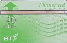 Telefonkarte Großbritannien, grüne Karte, Rückseite mit Schrift, 40