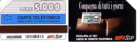 Telefonkarte Italien, Geldbörse (Validità 31.12.95), 5000