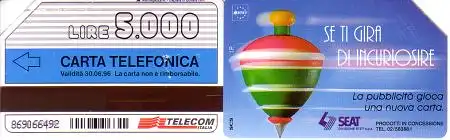 Telefonkarte Italien, Kreisel (Validità 30.06.96), 5000