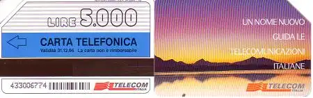 Telefonkarte Italien, Landschaft mit See (Validità 31.12.96), 5000