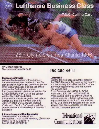 T.N.C. Calling Card $ 20, Olympia 1996 Atlanta, Läufer