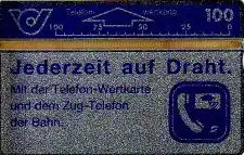 Telefonkarte Österreich, Jederzeit auf Draht, Zug-Telefon, 100