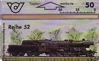 Telefonkarte Österreich, Lokomotiven, Dampflok Reihe 52, 50