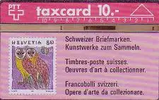 Telefonkarte Schweiz, Schweizer Briefmarken, Eulen, 10