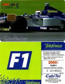 Telefonkarte Spanien, Telefonica 2000+100, Formel 1 - Rennwagen