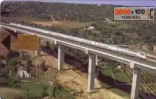 Telefonkarte Spanien, Schnellzug auf Brücke + im Bahnhof, 2000+100/12,02+0,6