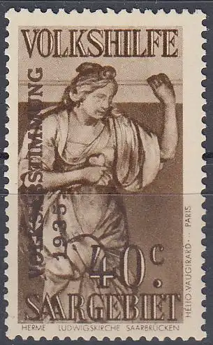 Saargebiet Mi.Nr. 199 Volkshilfe 1934 mit Aufdruck Volksabstimmung 1935 (40c)