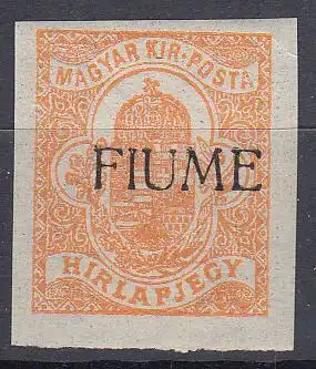Fiume Mi.Nr. 1 I Marke aus Ungarn (Kriegshilfemarke Mi.Nr. 127) mit Aufdruck