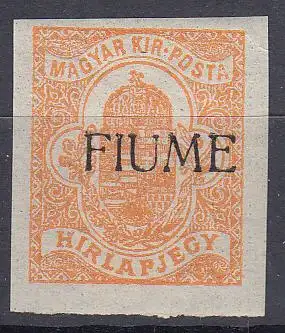 Fiume Mi.Nr. 1 I Marke aus Ungarn (Kriegshilfemarke Mi.Nr. 127) mit Aufdruck