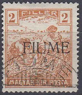 Fiume Mi.Nr. 8 I Marke aus Ungarn (Schnittertype Mi.Nr. 190) mit Aufdruck