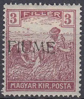 Fiume Mi.Nr. 9 I Marke aus Ungarn (Schnittertype Mi.Nr. 191) mit Aufdruck