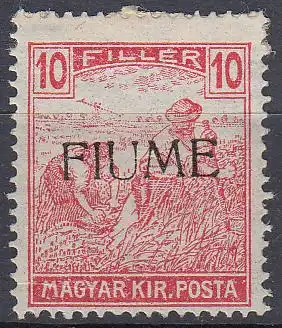 Fiume Mi.Nr. 12 II Marke aus Ungarn (Schnittertype Mi.Nr. 194) mit Aufdruck