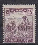 Fiume Mi.Nr. 13 I Marke aus Ungarn (Schnittertype Mi.Nr. 195) mit Aufdruck