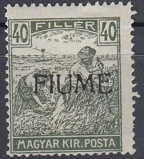Fiume Mi.Nr. 17 II Marke aus Ungarn (Schnittertype Mi.Nr. 199) mit Aufdruck