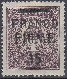 Fiume Mi.Nr. 31 Postsparmarke aus Ungarn mit Aufdruck FRANCO FIUME 15