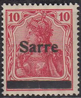 Saargebiet Mi.Nr. 6 a I Marke Deutsches Reich, Germania mit Aufdruck Sarre (10)