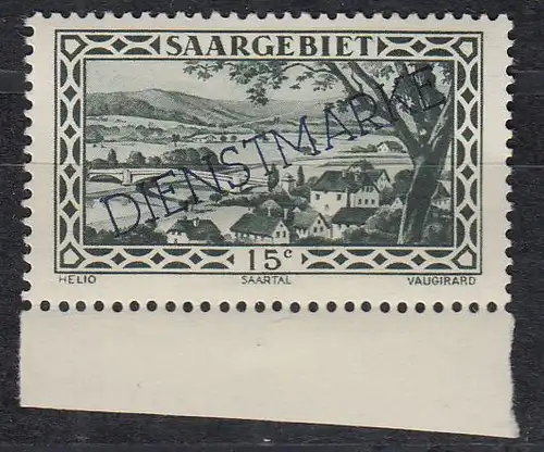 Saargebiet Dienstmarke Mi.Nr. 23 Marke mit diagonalem Aufdruck DIENSTMARKE (15)