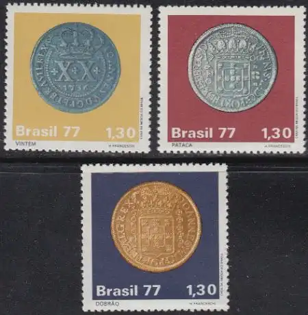 Brasilien Mi.Nr. 1615-17 Münzen der Kolonialzeit (3 Werte)