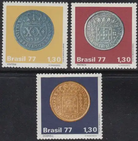 Brasilien Mi.Nr. 1615-17 Münzen der Kolonialzeit (3 Werte)