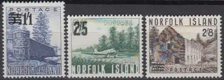 Norfolk-Insel Mi.Nr. 37-39 Freim. Ansichten, MiNr. 15-17 m.n.Wertaufdruck (3 W.)
