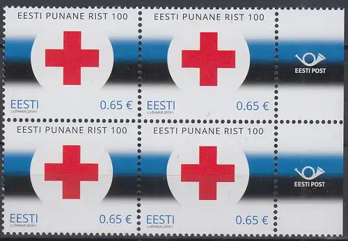 Estland MiNr. 943, 100 Jahre Estnisches Rotes Kreuz (0,65) Viererblock
