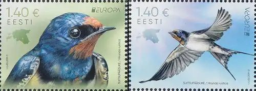Estland MiNr. 953-954 Europa 2019 Einheimische Vögel: Rauchschwalbe (2 Werte)