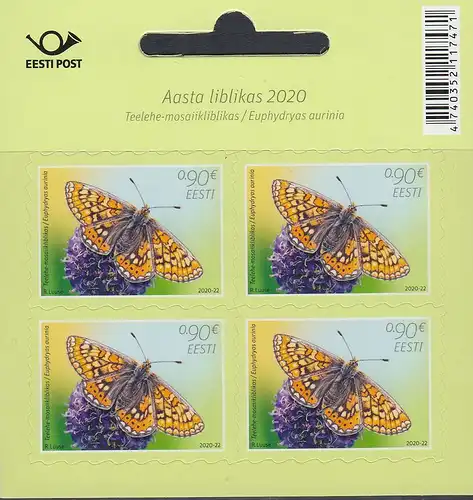 Estland MiNr. 992 Schmetterling des Jahres Folienblatt skl. (mit 4 Marken)