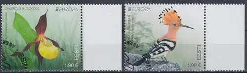 Estland MiNr. 1012-1013 Europa 2021 Wiedehopf / Gelber Frauenschuh (2 Werte)