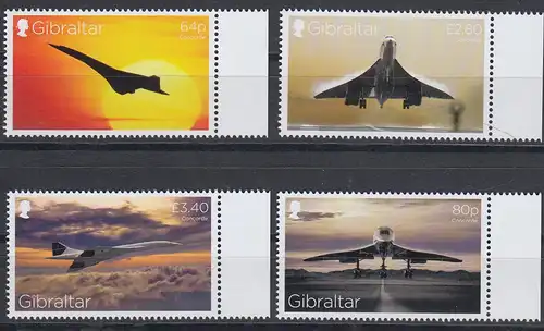 Gibraltar MiNr. 1905-1908.  50. Jahrestag des Erstfluges der Concorde (4 Werte)