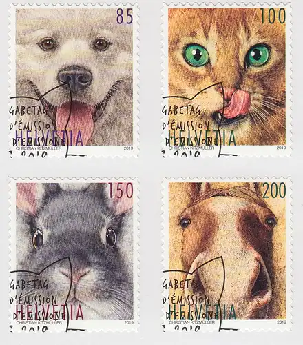 Schweiz MiNr. 2594-2597 Tierfreunde: Hund, Katze, Kaninchen, Pferd (4 Werte)