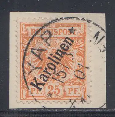 Deutsche Kolonien, Karolinen, MiNr 5II, "Krone/Adler" ,Stempel "YAP", geprüft