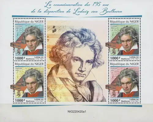 Niger MiNr. (noch nicht im Miche) 195. Todestag Ludwig van Beethoven